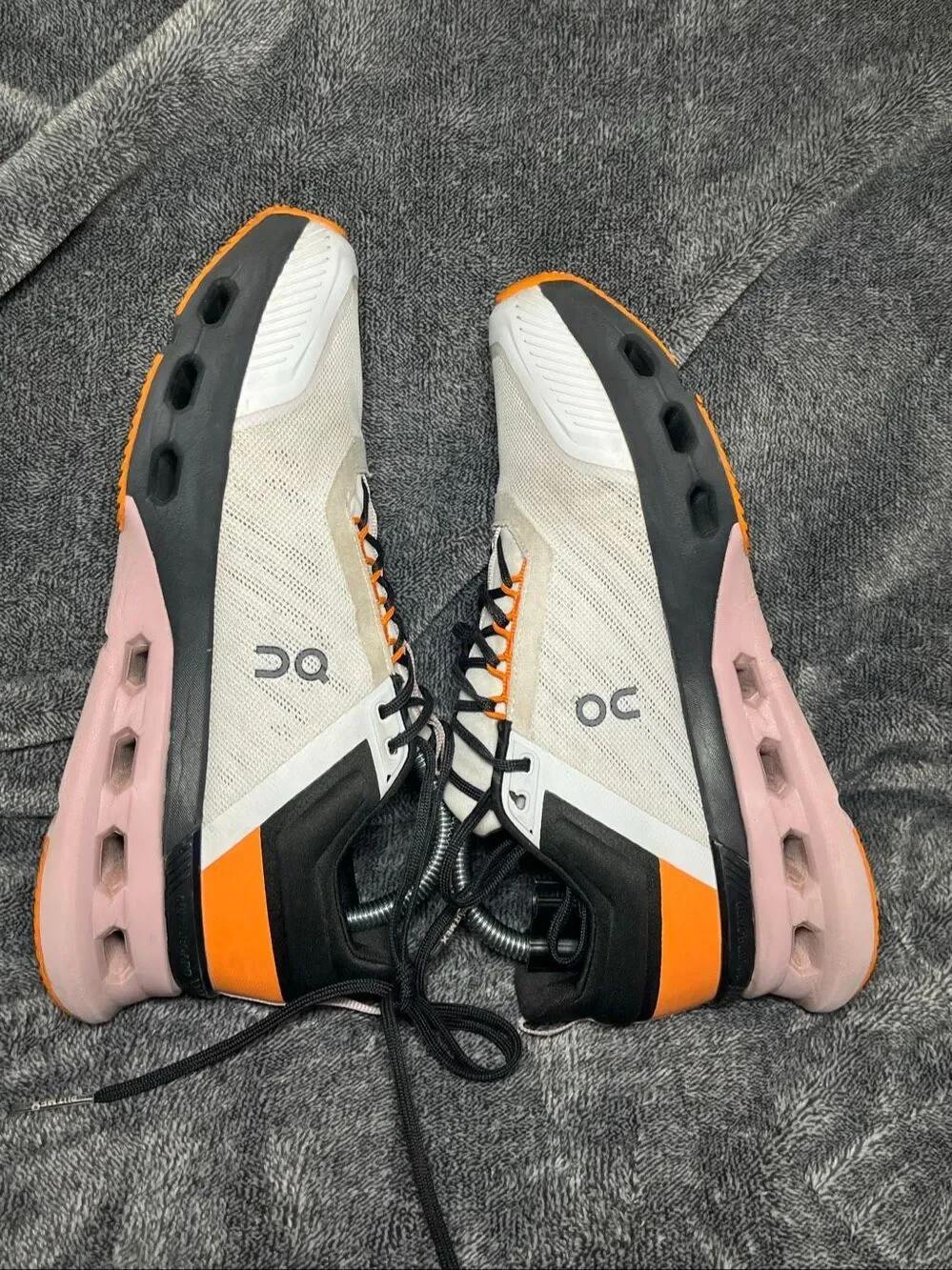 On Cloud Cloudnova X Women's 8.5 Running Shoes White Black Orange Pink 3WE304127